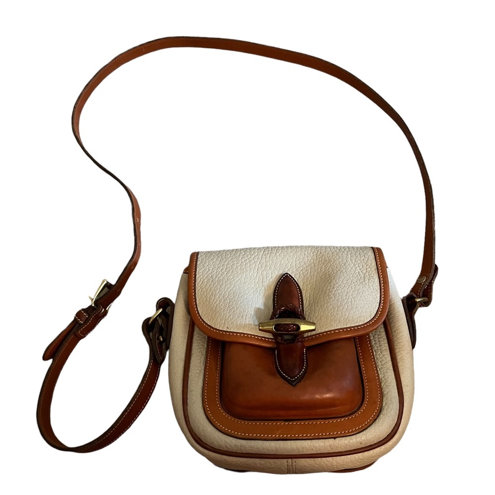 Dooney & Bourke Vintage All Weather Leather Tan Crossbody Bag Hook and Loop